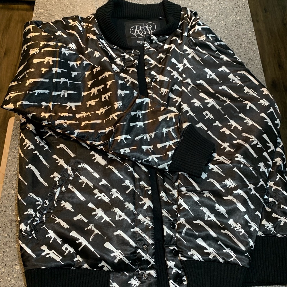 Rogue Status,Gun Show pattern, bomber jacket.